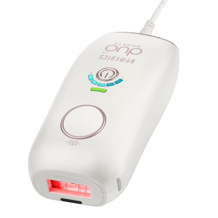 Close-up view of the Homedics Duo Quartz Permanent Hair Reduction with laser device on