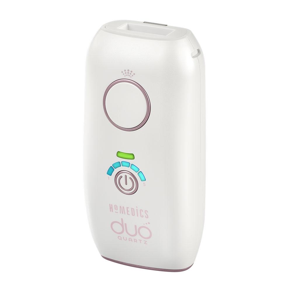 Angled view of the Homedics Duo Quartz Permanent Hair Reduction device with eye protection