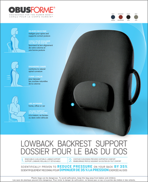 The ObusForme LowBack Backrest Support - Packaging - ObusForme