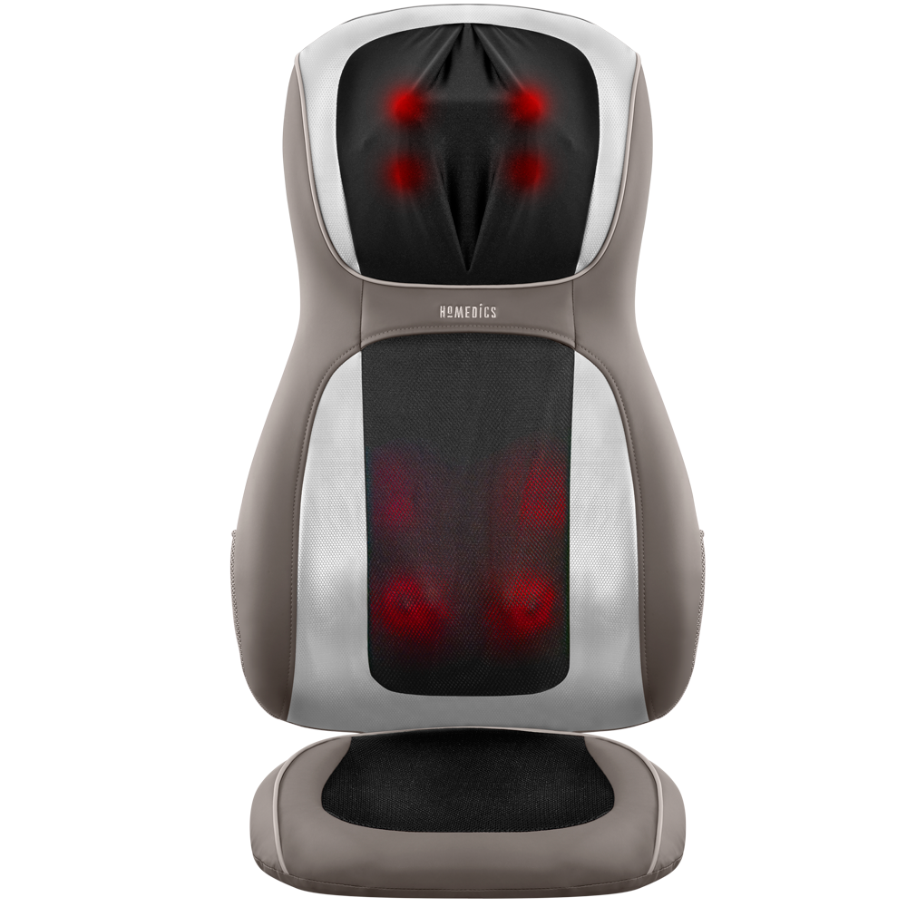 Front view of the Homedics Perfect Touch Masseuse App-Controlled Massage Cushion with Heat with heat and massage elements highlighted