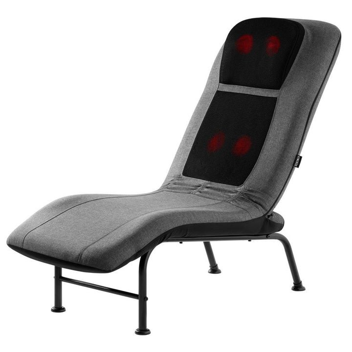 Right angled view of the Homedics Shiatsu Massaging Chaise Lounger with massage elements highlighted