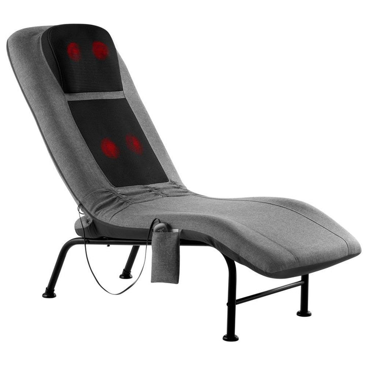 Left angled view of the Homedics Shiatsu Massaging Chaise Lounger with massage elements highlighted