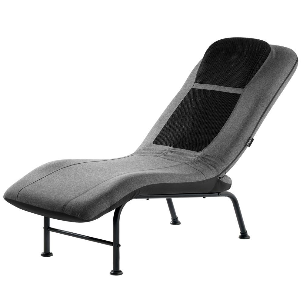 Right angled view of the Homedics Shiatsu Massaging Chaise Lounger reclined