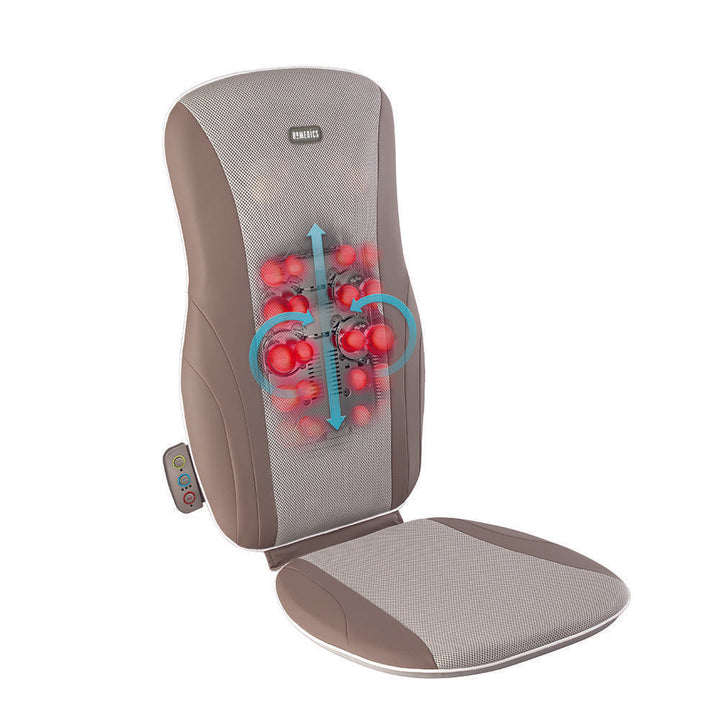 Angled view of the Homedics Thera-P Shiatsu Massage Cushion with Heat with massage elements highlighted