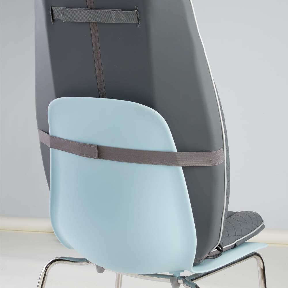 Back view of the Homedics Gentle Touch Gel Shiatsu Massage Cushion with Heat attached to chair