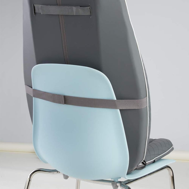 Back view of the Homedics Gentle Touch Gel Shiatsu Massage Cushion with Heat attached to chair