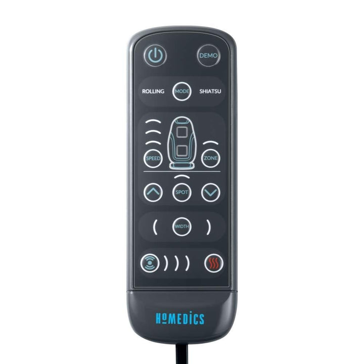 Close-up view of the controller for the Homedics Gentle Touch Gel Shiatsu Massage Cushion with Heat