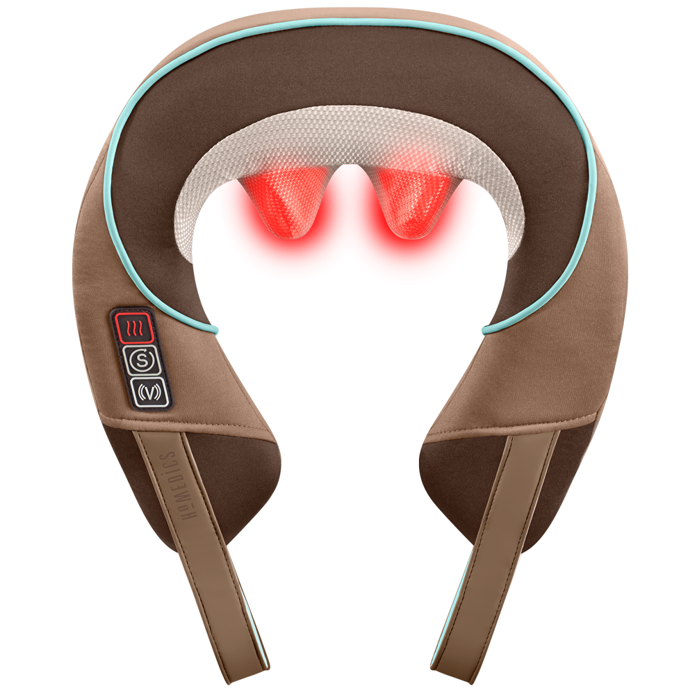 Top-down view of the Homedics Shiatsu Plus Neck and Shoulder Massager with Heat with massaging elements highlighted
