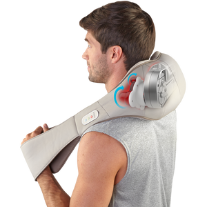 Back angled view of man enjoying neck massage with the Homedics Quad Action Shiatsu Kneading Neck and Shoulder Massager with Heat - X-ray view
