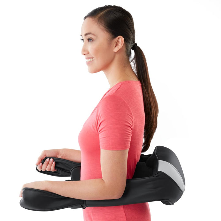 Rechargeable True Touch Neck & Shoulder Massager with Heat - In Use Low Back - Homedics Canada