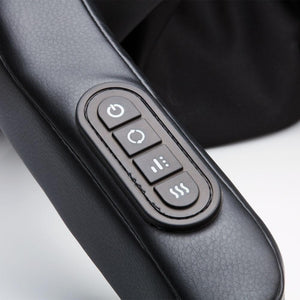 Close-up of the built-in controls on the Homedics Cordless Neck and Shoulder Massager with Heat