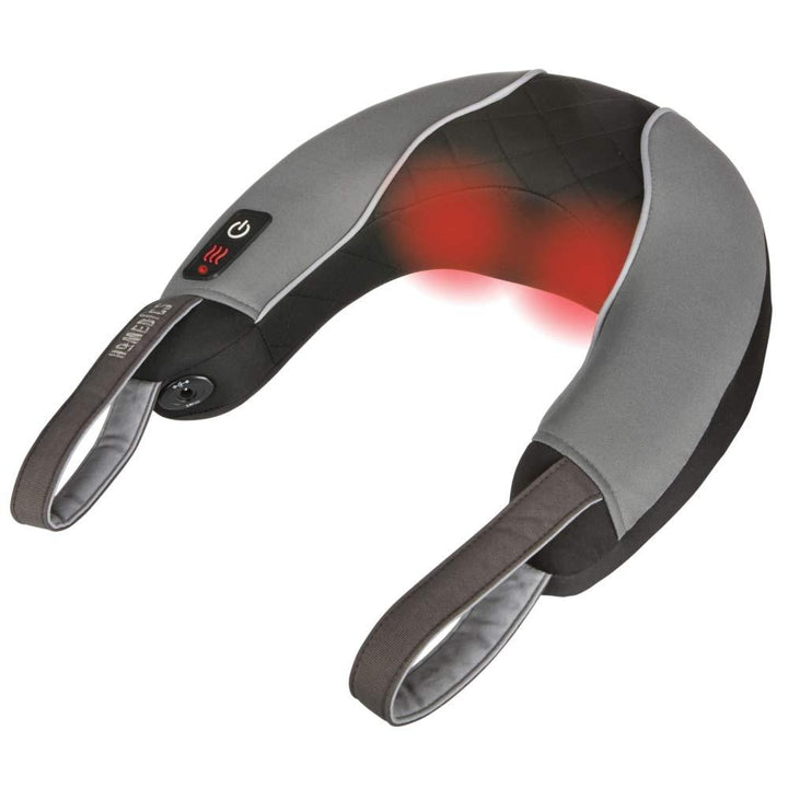 Angled view of the Homedics Pro Therapy Vibration Neck Massager with Heat with heating and massage elements highlighted