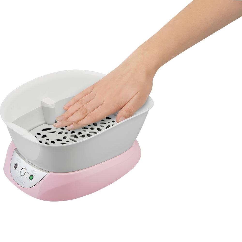 Alternate view of hand inside the Homedics Pink ParaSpa Plus Paraffin Bath