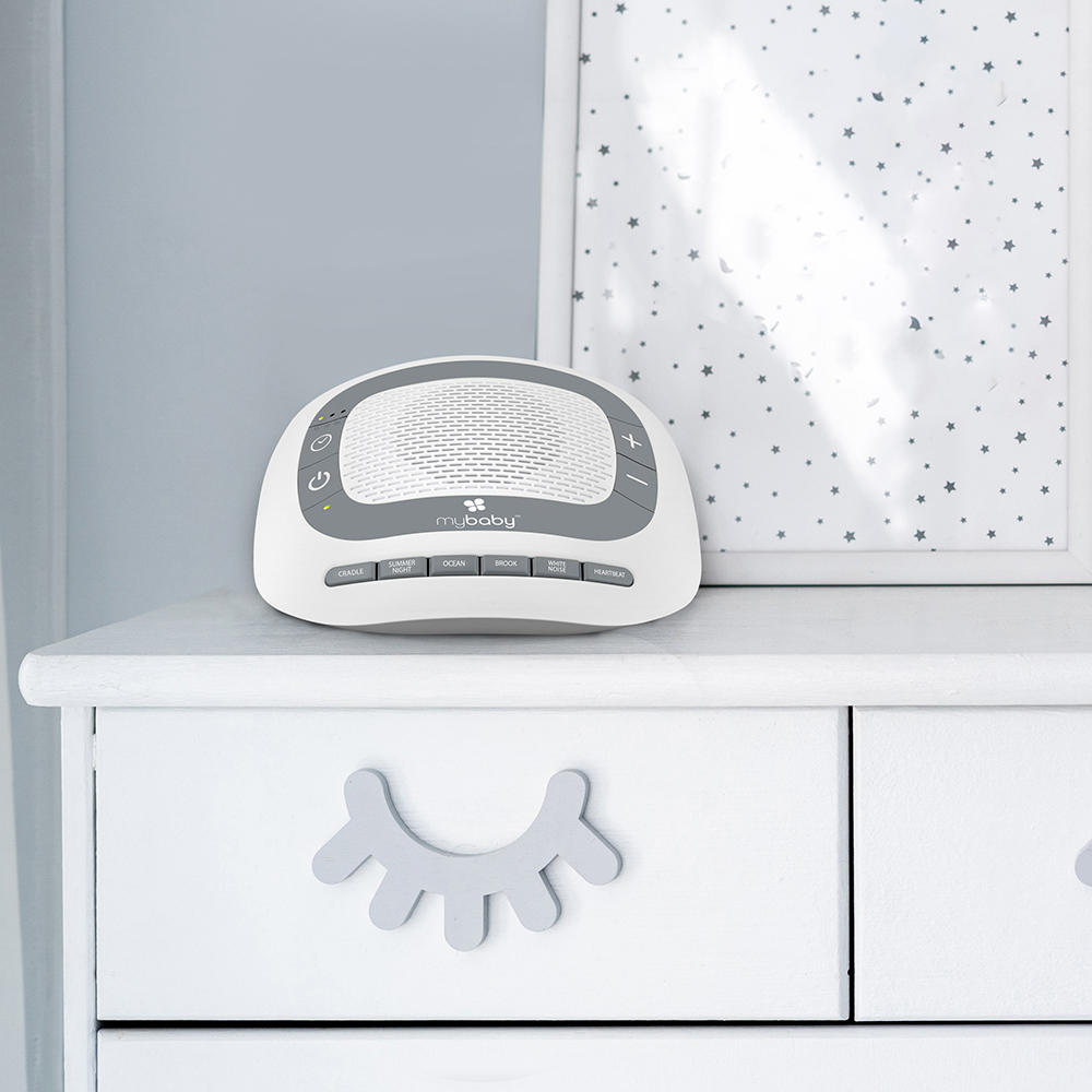 Front view of the Homedics MyBaby SoundSpa Portable on table
