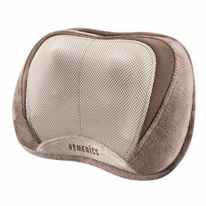 Angled view of the Homedics Shiatsu Elite 3D Shiatsu and Vibration Massage Pillow with Heat with massaging elements highlighted
