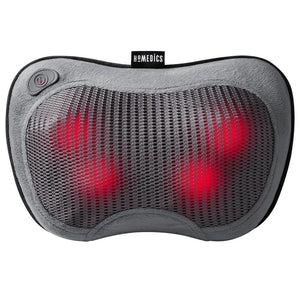 Front view of the Homedics Cordless Shiatsu Massage Pillow with Heat with massage and heat elements highlighted