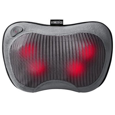 Front view of the Homedics Cordless Shiatsu Massage Pillow with Heat with massage and heat elements highlighted