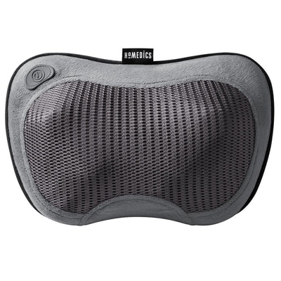 Woman sitting in chair enjoys mid back massage from the Homedics Cordless Shiatsu Massage Pillow with Heat