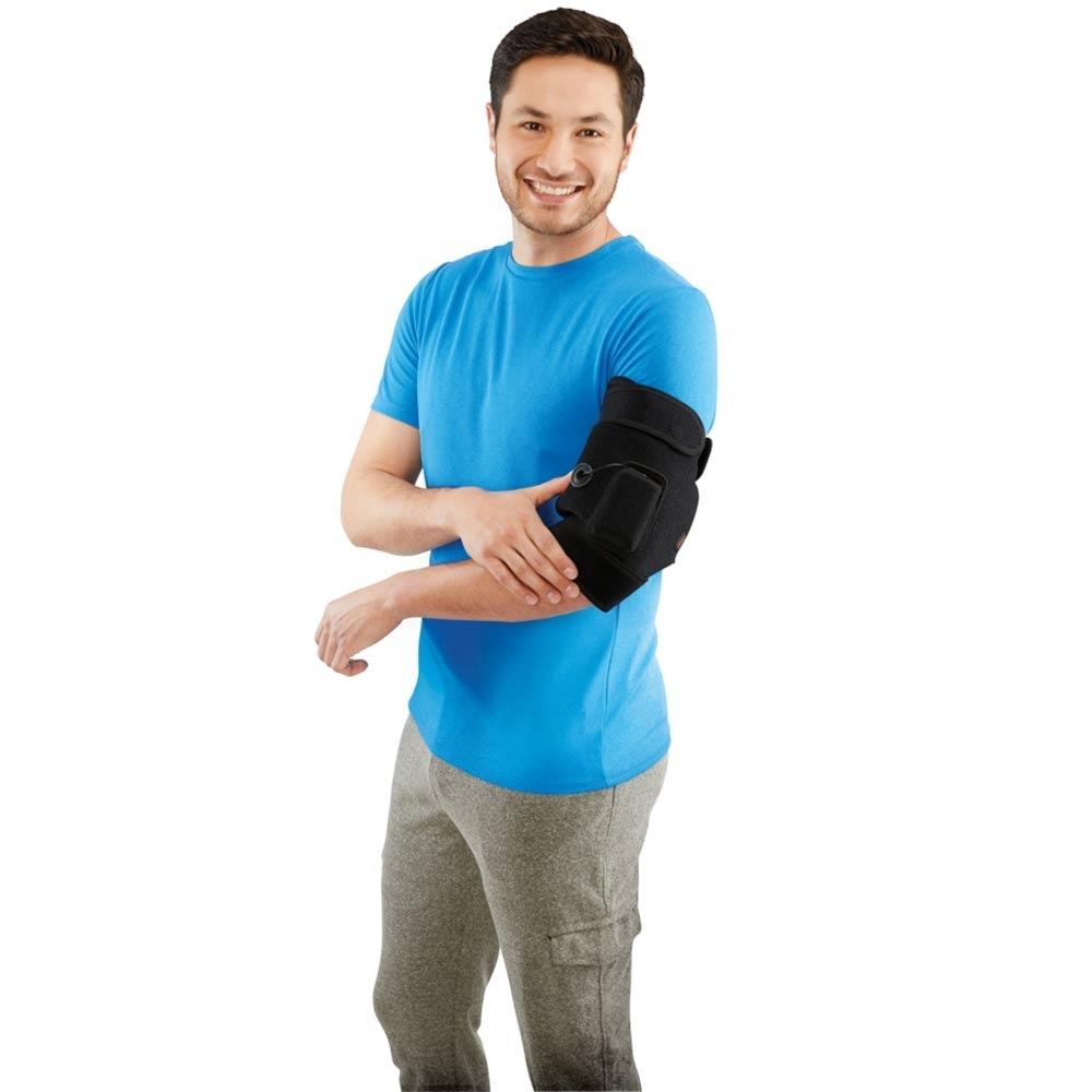 Man wearing Homedics Cordless Body Wrap with Heat and Vibration on arm