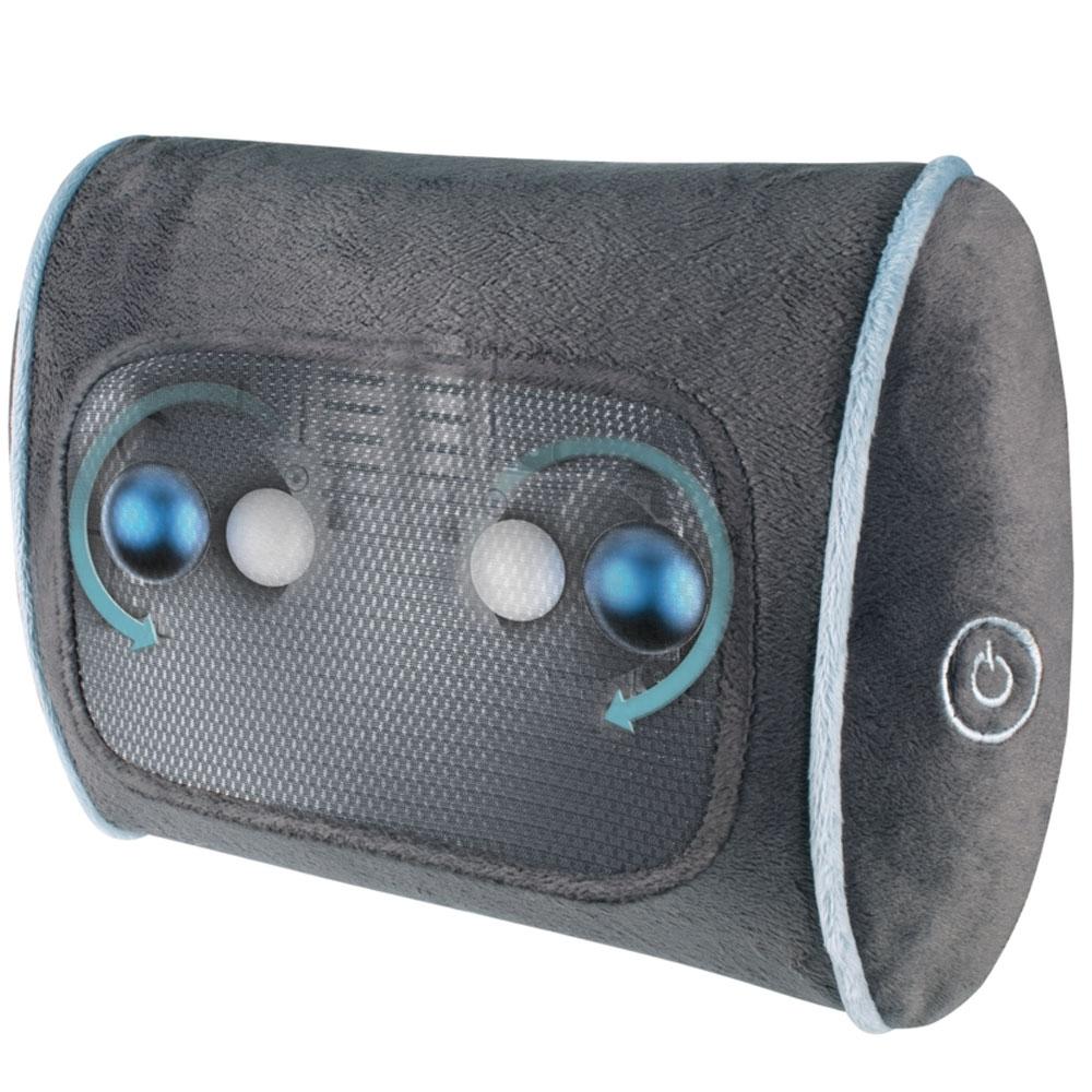 Angled view of the Homedics Thera-P Kneading Massage Pillow with graphics