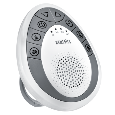 Angled view of the Homedics SoundSpa Mini Portable Sound Machine