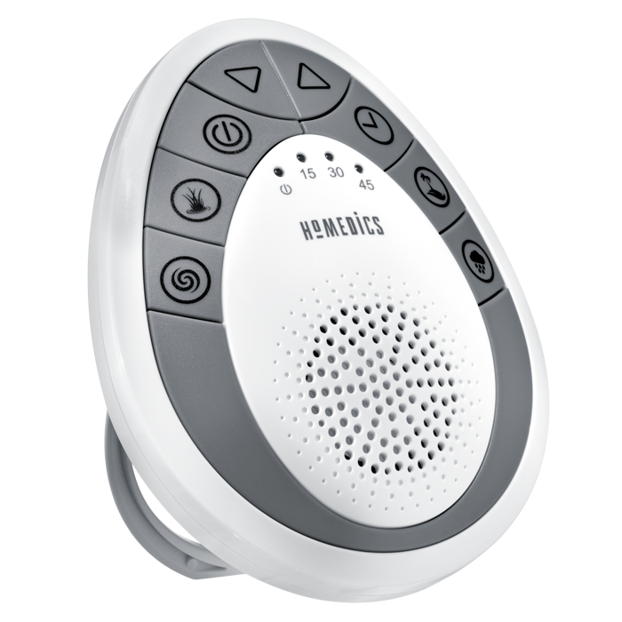 Angled view of the Homedics SoundSpa Mini Portable Sound Machine