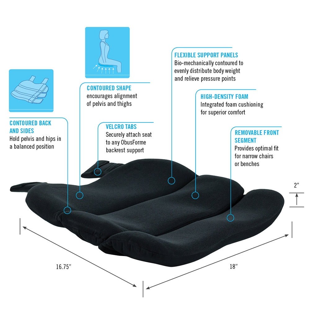 Black|Contoured Seat Cushion - Main - ObusForme