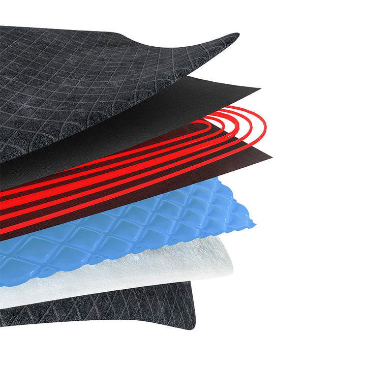 Rendered exploded view of the layers of the Homedics 12" x 15" Weighted Gel Heating Pad