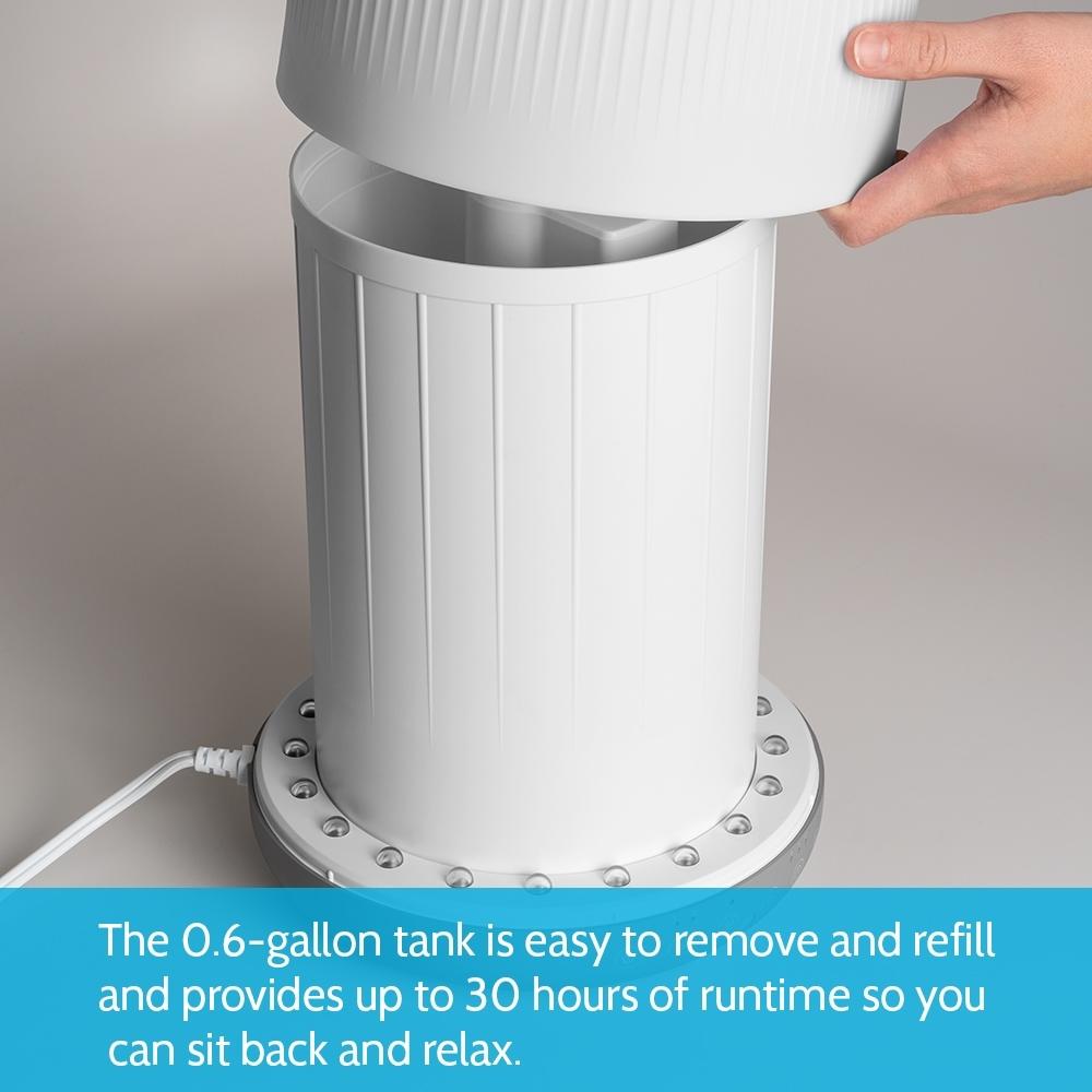 Homedics TotalComfort Ultrasonic Humidifier tank being removed